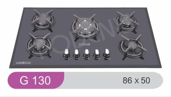 اجاق گاز پودنیس مدل G130 پنج شعله شیشه ایی